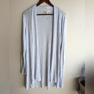 Eileen Fisher Organic Linen Long Light Blue Cardigan Womens XL Italian Yarn Knit